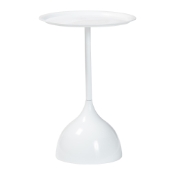Baxton Studio Webb White Metal Pedestal Side Table - Modern Accent Table with Round Tray Top for Indoor or Semi-Outdoor Use Baxton Studio restaurant furniture, hotel furniture, commercial furniture, wholesale living room furniture, wholesale end table, classic end table